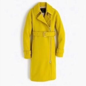 J Crew Chartreuse Yellow Melton Wool Coat Size 6